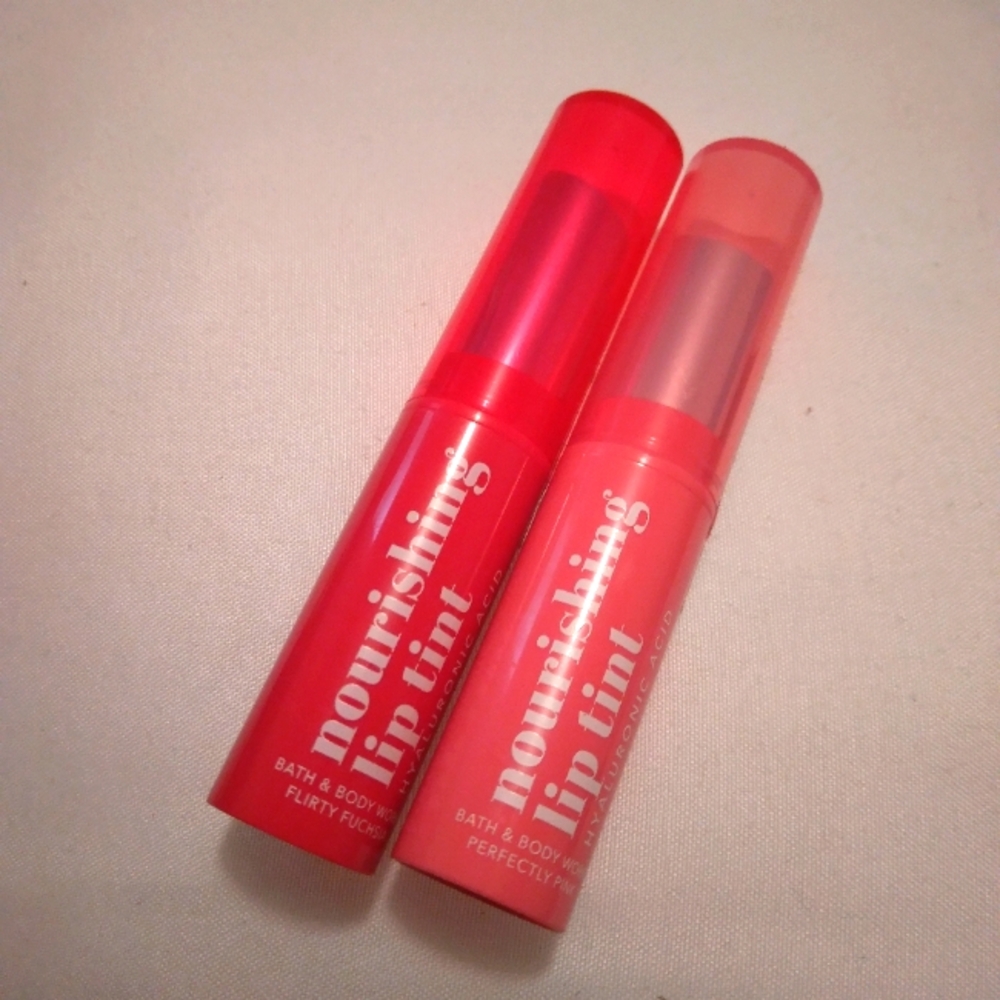 Bath & Body Works Nourishing Lip Tint - Flirty Fuchsia & Perfectly Pink Bundle